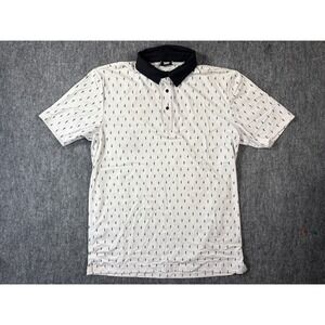 PXG Mens Cactus Print Golf Polo Shirt White Black Short Sleeve Size M